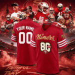 Custom Name and Number San Francisco 49ers 80th Anniversary Football Jersey for Football Fans