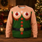 Funny Elf Chest Ugly Christmas Sweater 2026