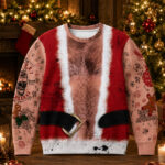 Funny Hairy Chest Santa Claus Ugly Christmas Sweater 2026 for Christmas