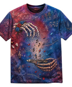 Grateful Dead Inspired Skeleton Hands Graphic Shirt for Grateful Dead Fans