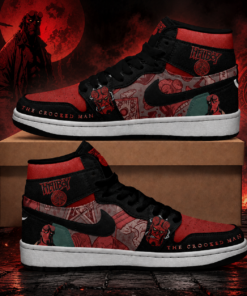 Hellboy The Crooked Man Red Black AJ1 High Top Shoes for Movie Fans