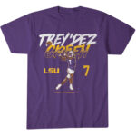 LSU Tigers Trey’Dez Green Name Number Pose Graphic Shirt for College Football Fans