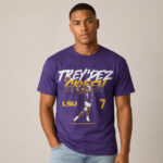 LSU Tigers Trey’Dez Green Name Number Pose Graphic Shirt for College Football Fans