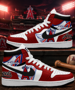 Los Angeles Angels Red White Black AJ1 High Top Shoes for Baseball Fans