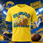 Los Angeles Rams x Beavis and Butt-Head Gold Graphic Shirt for Football and Cartoon Fans