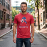 New England Patriots x Captain America 2026 Graphic Shirt for Football and Marvel Fans