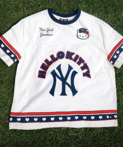 New York Yankees x Hello Kitty Heart Graphic Shirt for Baseball and Hello Kitty Fans