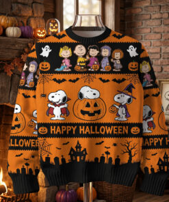 Snoopy Peanuts Happy Halloween Pumpkin Witch Knit Ugly Sweater