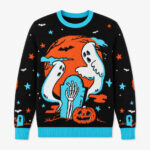 Spooky Ghost Graveyard Halloween 2026 Graphic Sweater for Halloween Fans