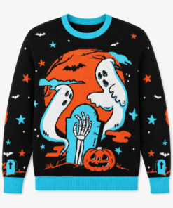 Spooky Ghost Graveyard Halloween 2026 Graphic Sweater for Halloween Fans