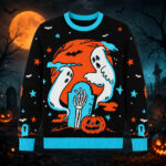 Spooky Ghost Graveyard Halloween 2026 Graphic Sweater for Halloween Fans