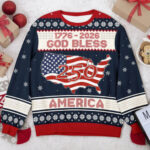 Unisex 1776-2026 God Bless America 250th Ugly Christmas Sweater for Patriotic Fans