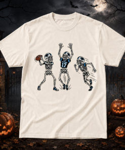 Unisex Carolina Panthers Dancing Skeletons Halloween 2026 Graphic Shirt for Football Fans