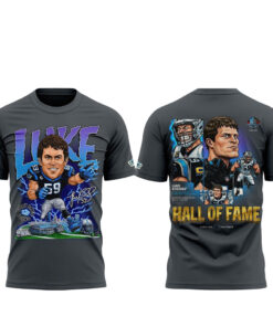 Unisex Carolina Panthers Luke Kuechly Number 59 Hall of Fame Graphic Shirt for Football Fans