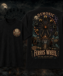 Unisex Demonic Ferris Wheel One Ride No Way Down Halloween 2026 Graphic Shirt for Horror Fans