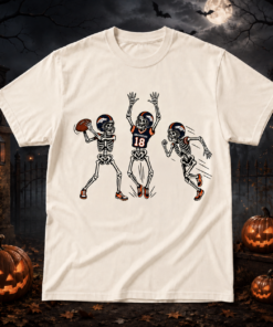 Unisex Denver Broncos Dancing Skeletons Halloween 2026 Graphic Shirt for Football Fans