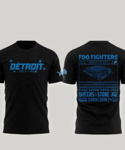 Unisex Detroit Lions x Foo Fighters Tour 2026 Graphic Shirt for Football and Music Fans