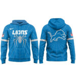 Unisex Detroit Lions x Spider-Man 2026 Blue Graphic Shirt for Football Fans