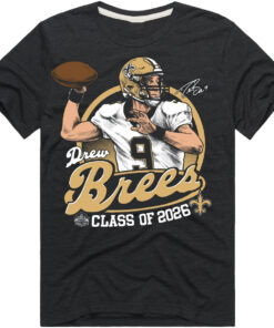 Unisex Drew Brees New Orleans Saints Class of 2026 Hall of Fame Graphic T-Shirt for Football Fans