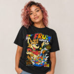 Unisex Fruit Loops Cartoon Wolf Cereal Graphic Shirt for Retro Cartoon Fans