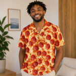 Unisex Funny Pepperoni Pizza Hawaiian Shirt for Pizza Lovers