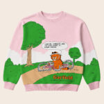 Unisex Garfield Monday Strikes Pink And Green Sweatshirt for Garfield Fans