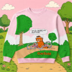 Unisex Garfield Monday Strikes Pink And Green Sweatshirt for Garfield Fans