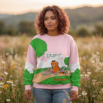 Unisex Garfield Monday Strikes Pink And Green Sweatshirt for Garfield Fans