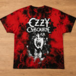 Unisex Halloween Horror Nights 2026 Ozzy Osbourne Red Tie-Dye Graphic Shirt for Music Fans