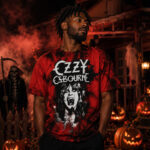 Unisex Halloween Horror Nights 2026 Ozzy Osbourne Red Tie-Dye Graphic Shirt for Music Fans
