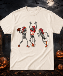 Unisex Kansas City Chiefs Dancing Skeletons Halloween 2026 Graphic Shirt for Football Fans