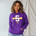 Unisex LSU Football DJ Pickett Name Number Stripe Graphic Shirt for College Football Fans