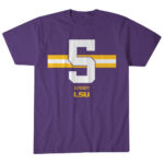 Unisex LSU Football DJ Pickett Name Number Stripe Graphic Shirt for College Football Fans