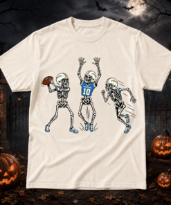 Unisex Los Angeles Chargers Dancing Skeletons Halloween 2026 Graphic Shirt for Football Fans