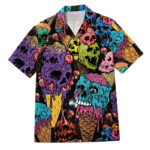Unisex Melting Skull Ice Cream Graphic Hawaiian Shirt for Skull Style Fans