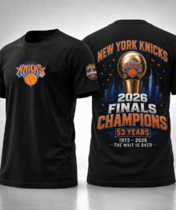 Unisex New York Knicks 2026 Finals Champions 53 Years The Wait Is Over Graphic Shirt for Basketball Fans