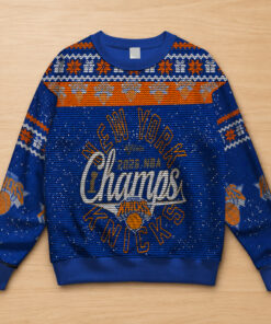 Unisex New York Knicks Champions 2026 Ugly Christmas Sweater for Basketball Fans