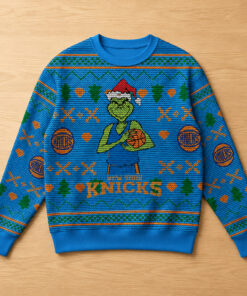 Unisex New York Knicks Grinch Ugly Christmas Sweater 2026 for Basketball Fans