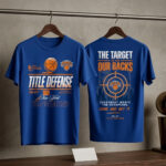 Unisex New York Knicks Target On Our Backs Title Defense Graphic Shirt for Basketball Fans