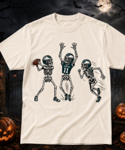 Unisex Philadelphia Eagles Dancing Skeletons Halloween 2026 Graphic Shirt for Football Fans