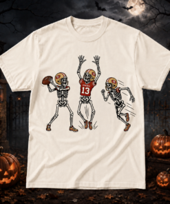 Unisex San Francisco 49ers Dancing Skeletons Halloween 2026 Graphic Shirt for Football Fans