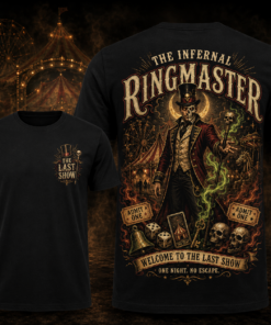 Unisex The Infernal Ringmaster Welcome to the Last Show Halloween 2026 Graphic Shirt for Horror Fans