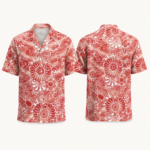 Unisex Vintage Red White Bandana Floral Hawaiian Shirt