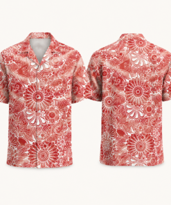 Unisex Vintage Red White Bandana Floral Hawaiian Shirt