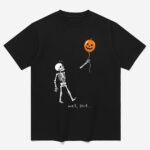 Well Shit Skeleton Halloween 2026 Pumpkin Balloon Graphic Shirt
