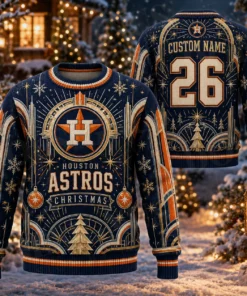 Custom Name And Number Houston Astros Neo Christmas Ugly Sweater 2026