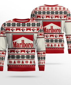 Marlboro Cigarette Smoke Logo Cowboys Fair Isle Christmas Ugly Sweater