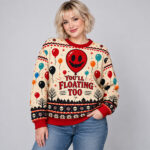 2026 You’ll Floating Too Red Balloon Halloween Ugly Sweater