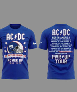 AC-DC x New York Giants Power Up Tour 2026 Graphic Shirt for Football and AC-DC Fans