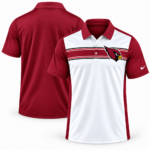 Arizona Cardinals Classic Team Stripe White Cardinal Red Black Polo Shirt for Football Fans